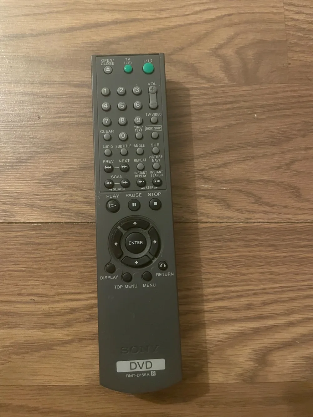 Sony DVD Remote Control in Dark Gray with Green Buttons